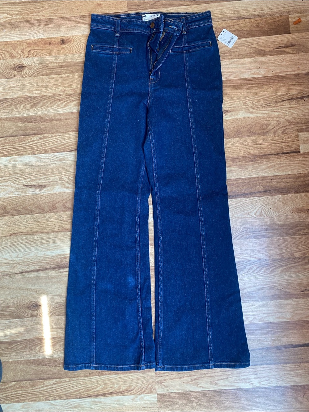 Dark Blue Women's High-Rise Flared Jeans - Unknown Brand